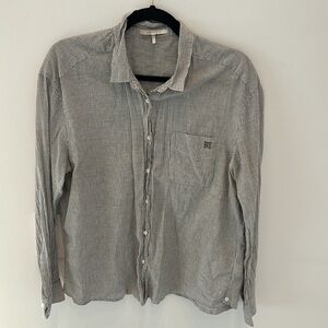 Maje Gray and White button down shirt